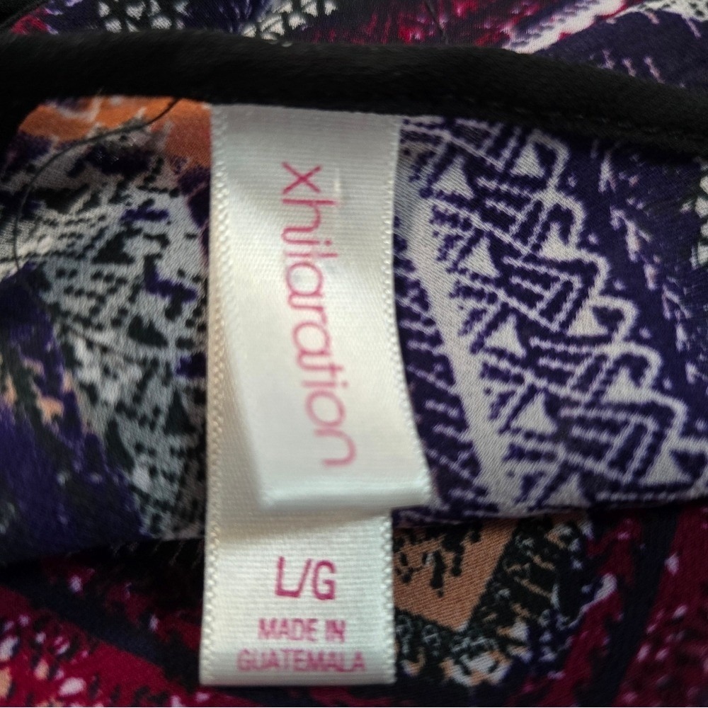 Xhilaration Womens Chevron Print Long Sleeve Chiffon Dress Multi-Color Large - Picture 2 of 8